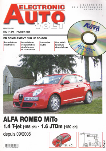 AUTO-VOLT ALFA ROMEO MiTo 1.4 et 1.6 Depuis 2008 (CD-Rom Schéma-EOBD) | EAV N°873 |