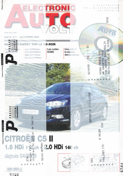AUTO-VOLT CITROEN C5 2 1.6 et 2.0 HDi Depuis 2008 (CD-Rom Schéma-EOBD) | EAV N°871 |