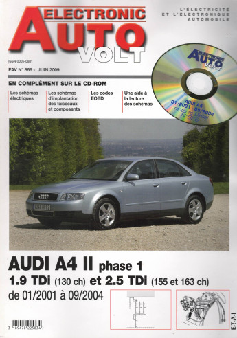 AUTO-VOLT AUDI A4 2 Phase 1 TDi De 2001 à 2004 (CD-Rom Schéma-EOBD) | EAV N°866 |