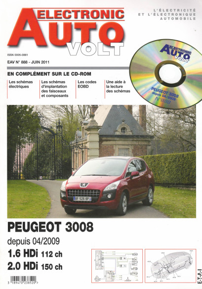AUTO-VOLT PEUGEOT 3008 1.6 et 2.0 HDi Depuis 2009 (CD-Rom Schéma-EOBD) | EAV N°888 |