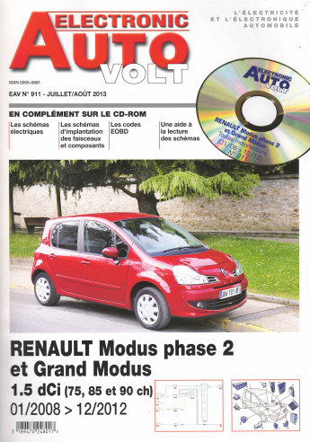 AUTO-VOLT RENAULT Modus Phase 2 et Grand Modus 1.5 DCi (CD-Rom Schéma-EOBD) | EAV N°911 |