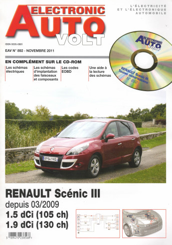 AUTO-VOLT RENAULT Scenic 3 1.5 et 1.9 Dci Depuis 2009 (CD-Rom Schéma-EOBD) | EAV N°892 |