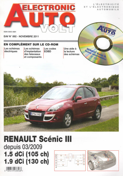 AUTO-VOLT RENAULT Scenic 3 1.5 et 1.9 Dci Depuis 2009 (CD-Rom Schéma-EOBD) | EAV N°892 |