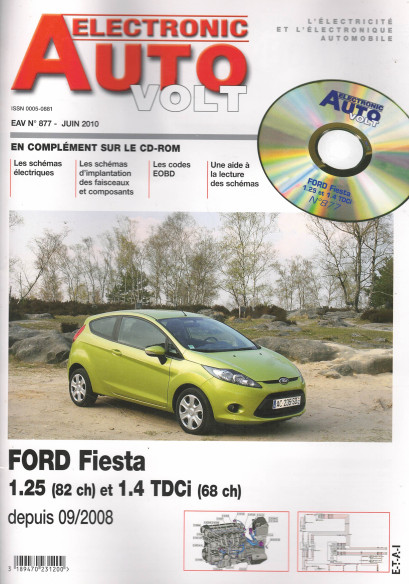 AUTO-VOLT FORD Fiesta 1.25 et 1.4 TDCi Depuis 2008 (CD-Rom Schéma-EOBD) | EAV N°877 |