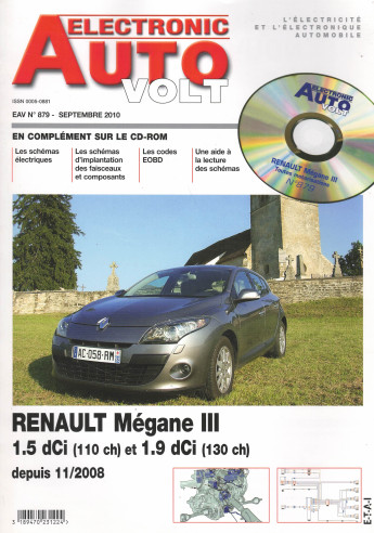AUTO-VOLT RENAULT Mégane 3 1.5 et 1.9 DCi Depuis 2008 (CD-Rom Schéma-EOBD) | EAV N°879 |