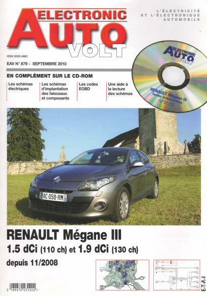 AUTO-VOLT RENAULT Mégane 3 1.5 et 1.9 DCi Depuis 2008 (CD-Rom Schéma-EOBD) | EAV N°879 |