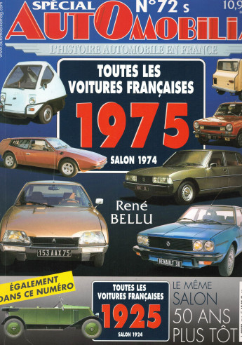 Automobilia N°72s - Toutes les voitures Françaises 1975 (Salon 1974) | Automobilia 72s |