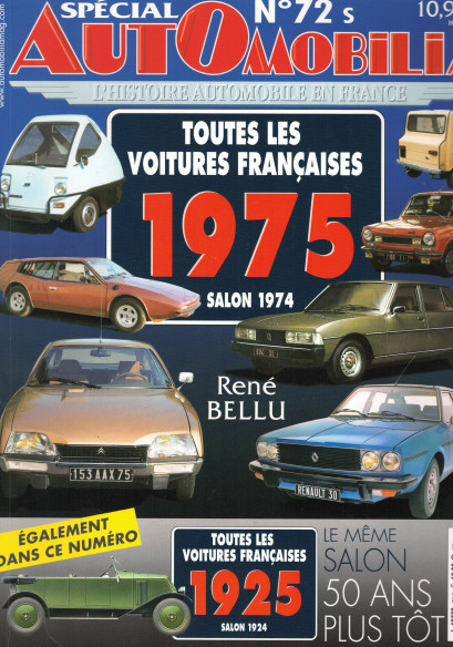 Automobilia N°72s - Toutes les voitures Françaises 1975 (Salon 1974) | Automobilia 72s |