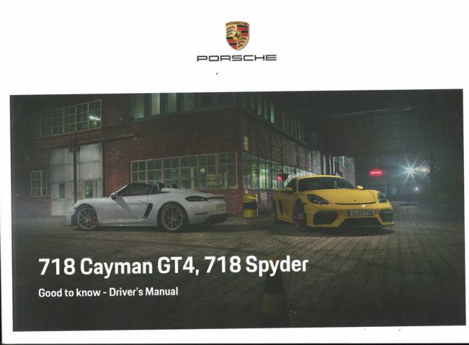 Driver's Manual PORSCHE 718 GT4, 718 Spyder (09/2020) Anglais | PORS238 - Ref: WKD 982 02 20 21 |