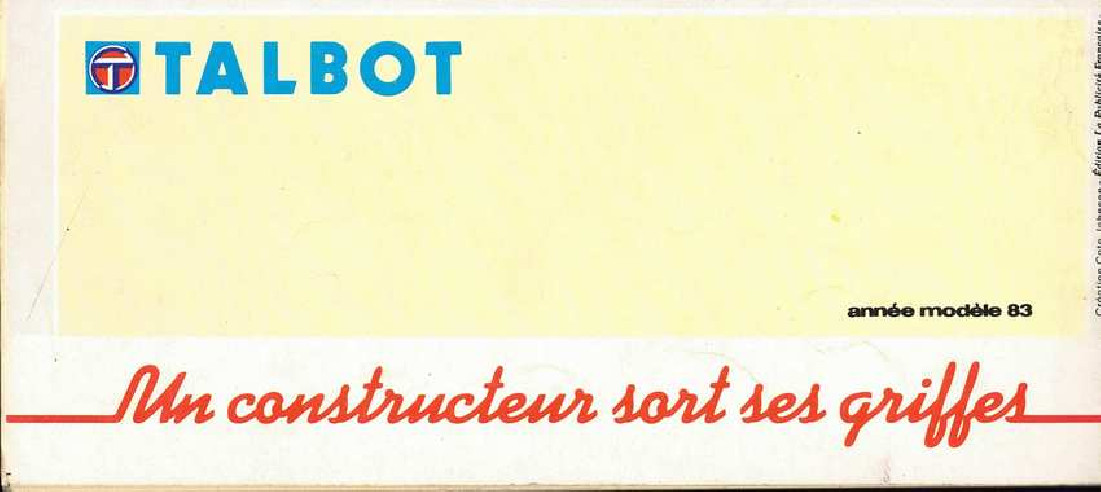 Brochure TABLOT Gamme (1983) Français | TAL17 - Ref: 1 N013 |