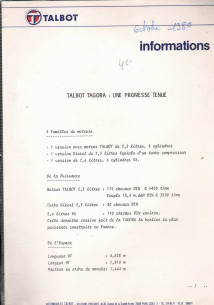 Dossier de Presse TABLOT TAGORA (1980) Français | TAL16 - Ref: Presse TAGORA |