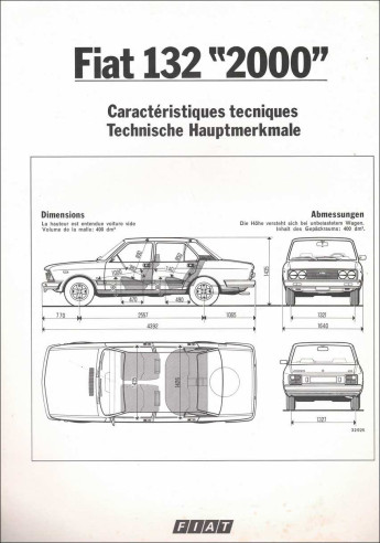 Brochure FIAT 132 "2000" (1977) Français / Allemand | FIAT46 - Ref: 503 523 |