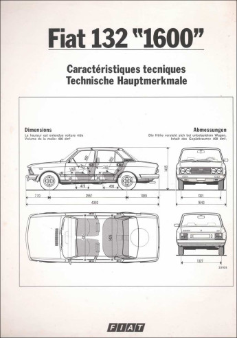 Brochure FIAT 132 "1600" (1977) Français / Allemand | FIAT47 - Ref: 503 524 |