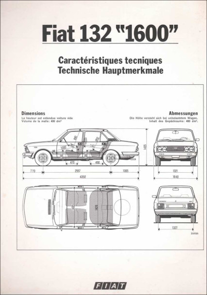 Brochure FIAT 132 "1600" (1977) Français / Allemand | FIAT47 - Ref: 503 524 |