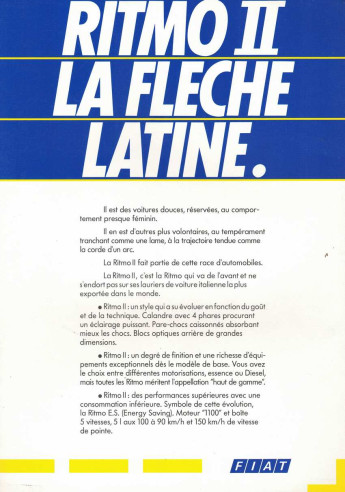 Brochure FIAT RITMO 2 (05/1984) Français | FIAT59 - Ref: 99 520 171 |