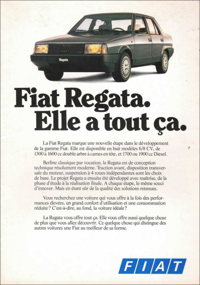 Brochure FIAT REGATA (1984) Français | FIAT66 - Ref: 520 189 |