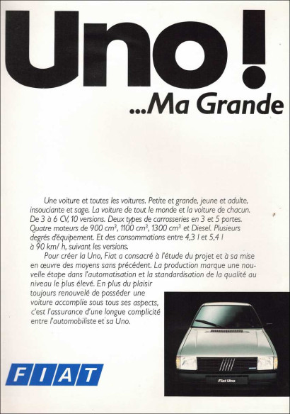 Brochure FIAT UNO (11/1983 -Modèle 1984) Français | FIAT71 - Ref: 99 520 185 |