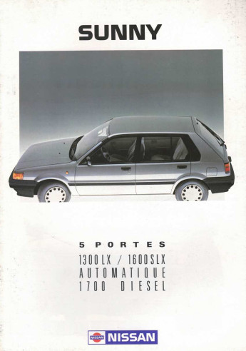 Brochure NISSAN SUNNY 5 Portes LX et SLX (1988) Français | NIS20 - Ref: X CASU 2 VO 88 |