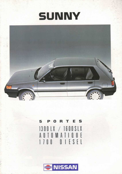 Brochure NISSAN SUNNY 5 Portes LX et SLX (1988) Français | NIS20 - Ref: X CASU 2 VO 88 |