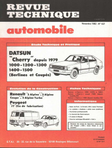 Revue Technique Automobile DATSUN CHERRY 1000 à 1500 - BERLINES ET COUPES | RTAANC427 |
