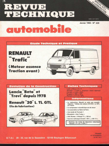 Revue Technique Automobile RENAULT TRAFIC - T800 ET T1000 | RTAANC429 |