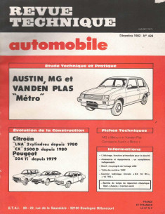 Revue Technique Automobile AUSTIN, MG et VANDEN PLAS - METRO | RTAANC428 |