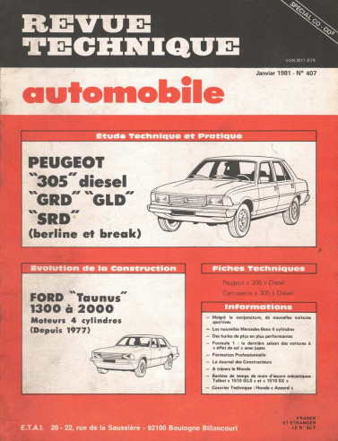 Revue Technique Automobile PEUGEOT 305 DIESEL - BERLINE et BREAK | RTAANC407 |