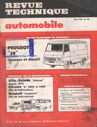Revue Technique Automobile PEUGEOT J9 - ESSENCE ET DIESEL | RTAANC420 |