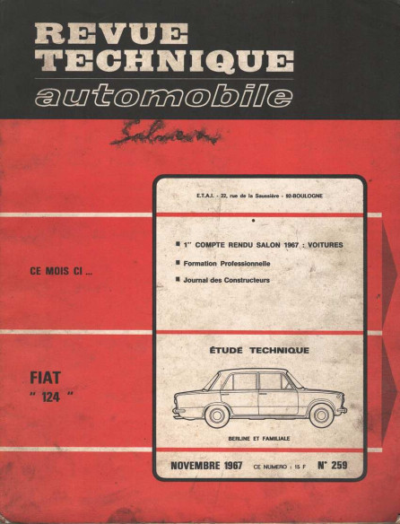 Revue Technique Automobile FIAT 124 - BERLINE et FAMILIALE | RTAANC259 |