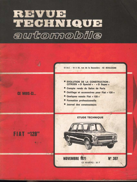 Revue Technique Automobile FIAT 128 - BERLINE / COACH et BREAK | RTAANC307 |