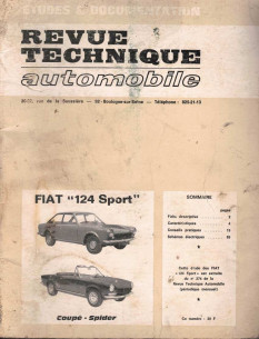 Revue Technique Automobile FIAT 124 SPORT - COUPE et SPIDER | RTAANC274 |
