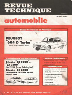 Revue Technique Automobile PEUGEOT 604 TURBO - GRD et SRD | RTAANC411 |