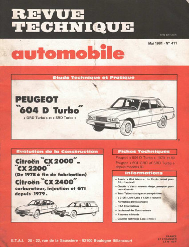 Revue Technique Automobile PEUGEOT 604 TURBO - GRD et SRD | RTAANC411 |