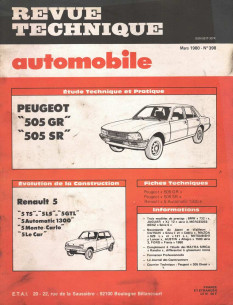 Revue Technique Automobile PEUGEOT 505 GR et SR | RTAANC398 |