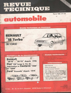 Revue Technique Automobile RENAULT 18 TURBO - R 1345 | RTAANC419 |