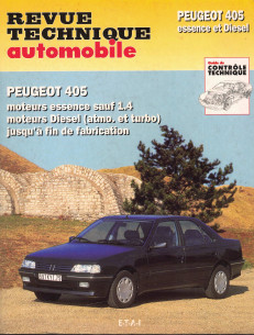 Revue Technique Automobile PEUGEOT 405 ESSENCE et DIESEL - JUSQU'A FIN DE FABRICATION | RTA726.2-OCCASION |
