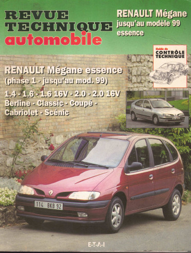 Revue Technique Automobile RENAULT MEGANE JUSQU'A 1999 - ESSENCE 1.4, 1.6 16V, 2.0 et 2.0 16V | RTA593.2-OCCASION |