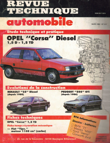 Revue Technique Automobile OPEL CORSA 1.5D, 1.5 TD - 2,3 et 4 PORTES | RTAANC513 |