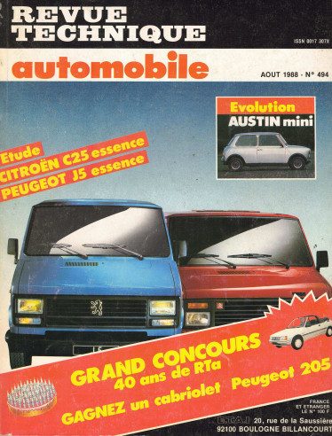 Revue Technique Automobile CITROEN C25 et PEUGEOT J5 - 1000 et 1300 ESSENCE | RTAANC494 |