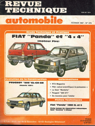 Revue Technique Automobile FIAT PANDA et 4X4 - 750CL, 1000CL et 1000S | RTAANC476 |
