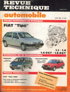 Revue Technique Automobile FIAT TIPO - 1.1, 1.4, 1.4 DGT et 1.6 DGT | RTAANC504 |