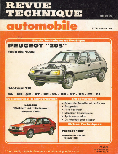 Revue Technique Automobile PEUGEOT 205 DEPUIS 1988 - MOTEUR TU | RTAANC490 |