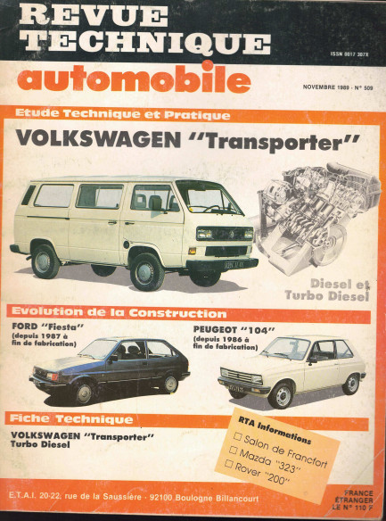 Revue Technique Automobile VOLKSWAGEN TRANSPORTER DIESEL et TURBO DIESEL - TRANSPORTEUR, CARAVELLE | RTAANC509 |
