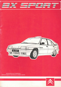 Brochure de réparation CITROEN BX SPORT XB série XJ - 9 cv - Mars 1985 | MRBXSPORT |