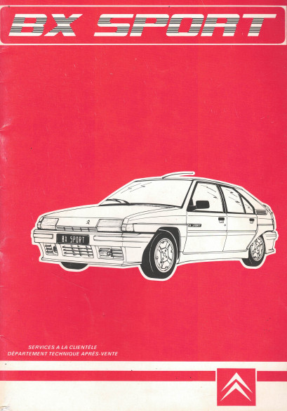 Brochure de réparation CITROEN BX SPORT XB série XJ - 9 cv - Mars 1985 | MRBXSPORT |
