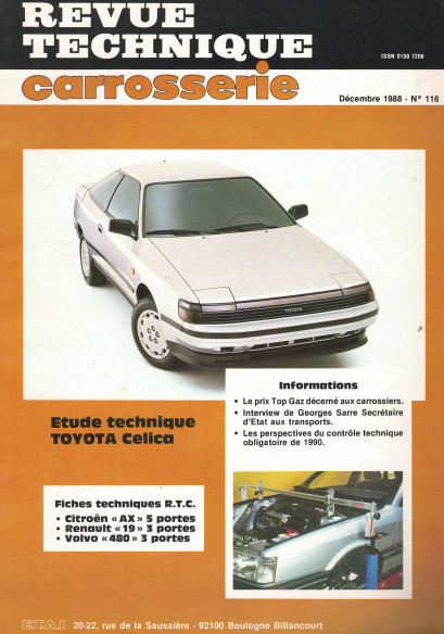 Revue Technique Carrosserie TOYOTA CELICA Lift-back 2.0 GT | RTC116 |