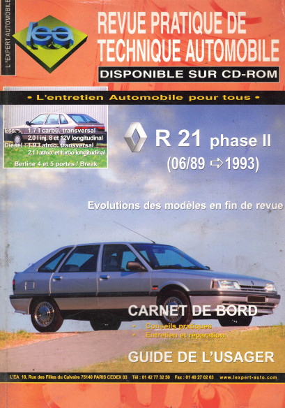 Revue Technique Automobile RENAULT 21 Phase 2 06/1989 à 1993 - ESSENCE et DIESEL | LEA286 |