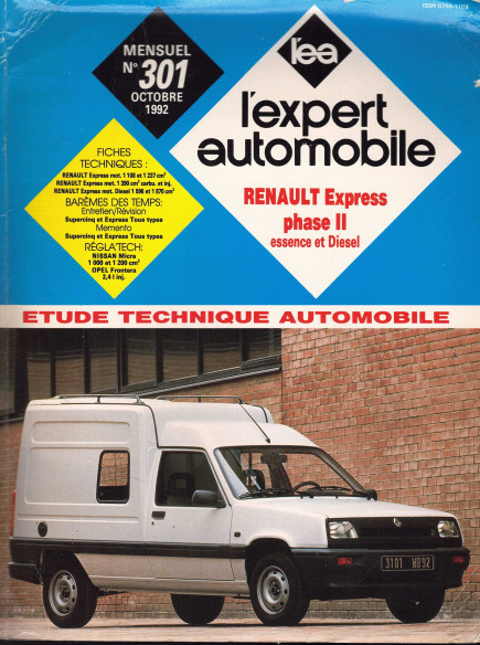 Etude Technique Automobile RENAULT EXPRESS Phase 2 ESSENCE et DIESEL - TOLE,VITREE et COMBI BREAK | LEA301 |