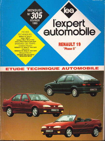 Etude Technique Automobile RENAULT 19 Phase 2 - 1.4L | LEA305 |