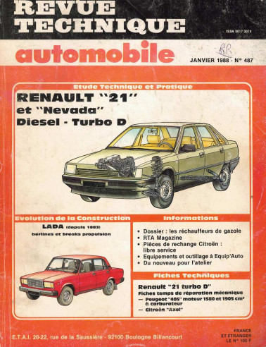 Revue Technique Automobile RENAULT 21 et NEVADA - DIESEL, TURBO DIESEL | RTAANC487 |